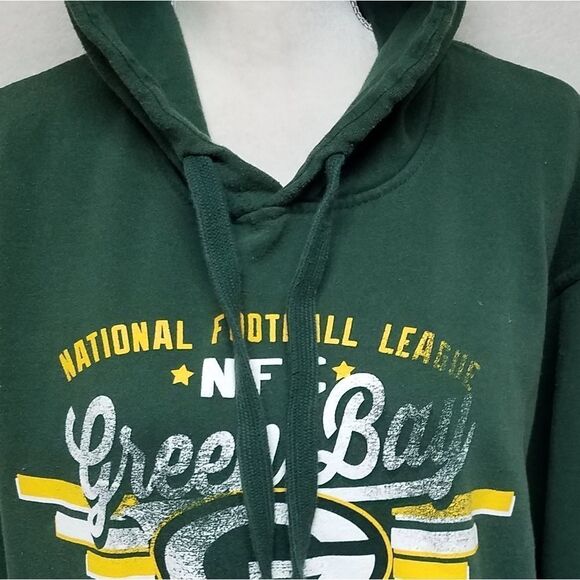 VINTAGE 1990s NFL Green Bay Packers Green Yellow Oversized Pullover Hoodie Large - Picture 8 of 14